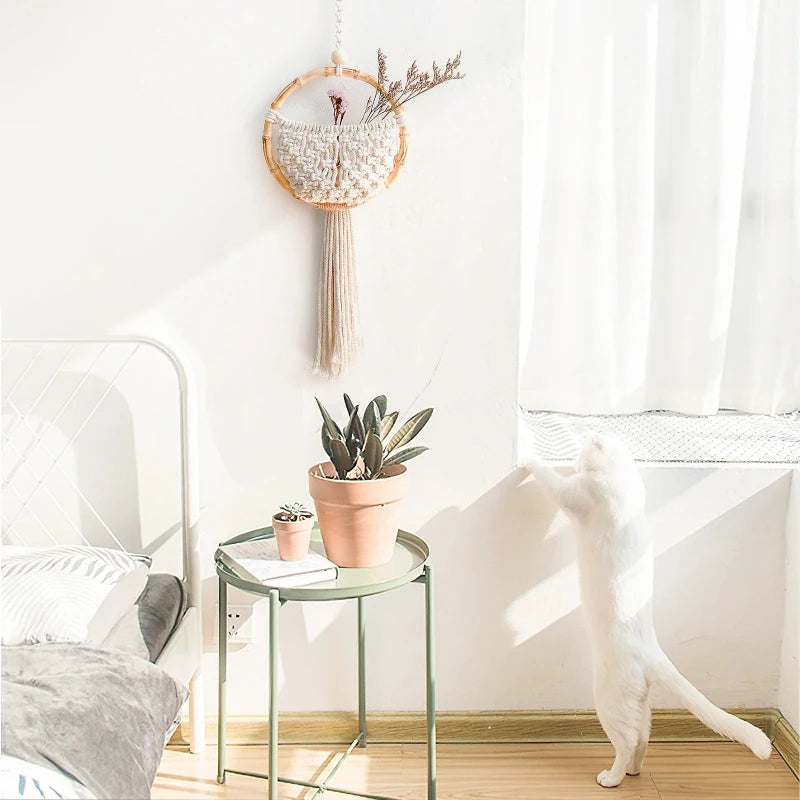 Macrame Rond Macramé rond mural – Décoration Bohème