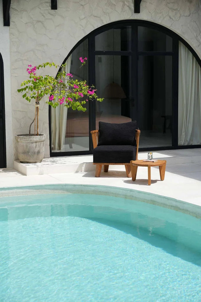 Chaise longue extérieure et table d’appoint Le Malawi One Seater Noir Naturel