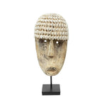 Masque décoratif en bois avec coquillages, 40 cm, idéal décoration artisanale