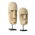 Masques tribaux en bois avec coquillages sur support de 40 cm pour décoration intérieure
