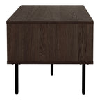 Table basse en bois fumé sombre et métal noir, 100x50 cm