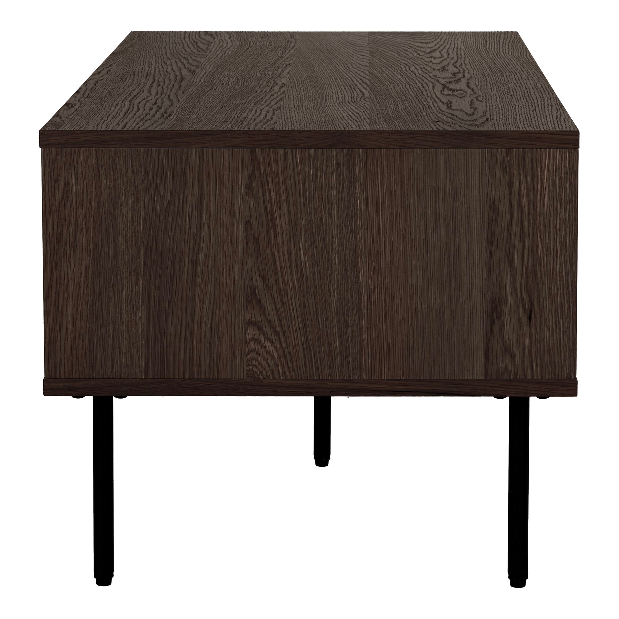 Table basse en bois fumé sombre et métal noir, 100x50 cm