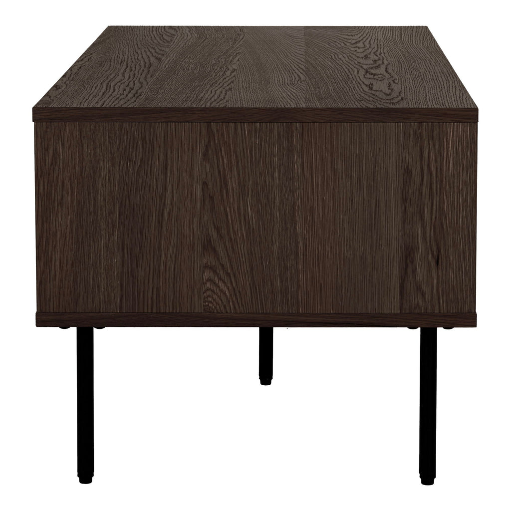 Table basse en bois fumé et métal noir 100x50 cm avec niche