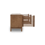 Meuble TV frêne ajouré brun roux 198x46 cm pour salon