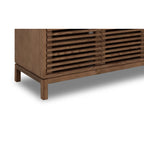 Meuble TV frêne ajouré brun roux 198x46 cm pour salon