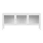Meuble TV en métal blanc avec portes vitrées de 130x40 cm