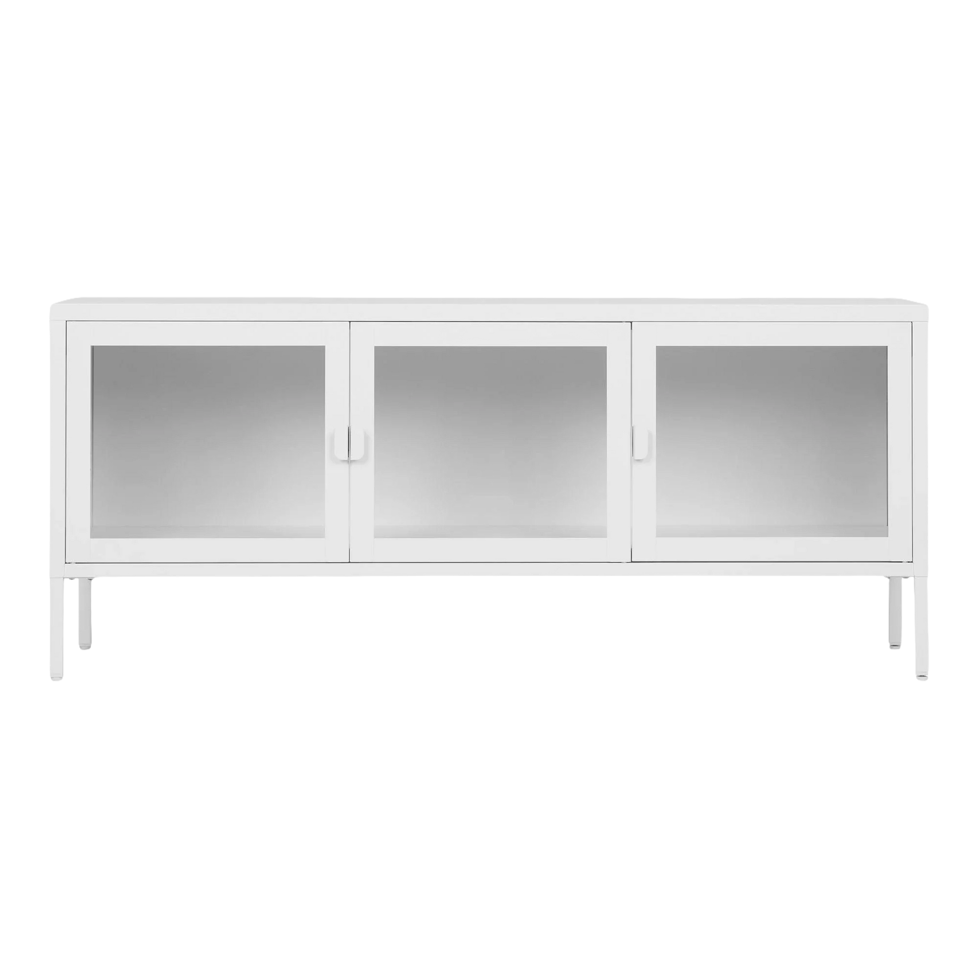 Meuble TV en métal blanc avec portes vitrées de 130x40 cm