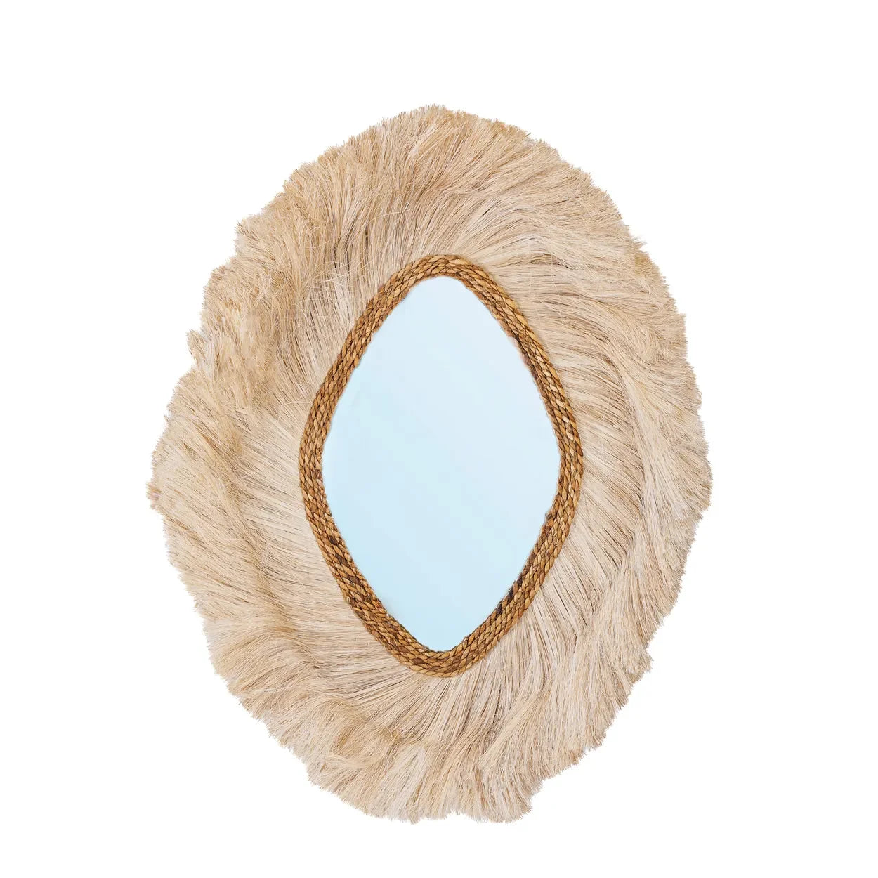 Miroir en abaca naturel losange 100x80 cm