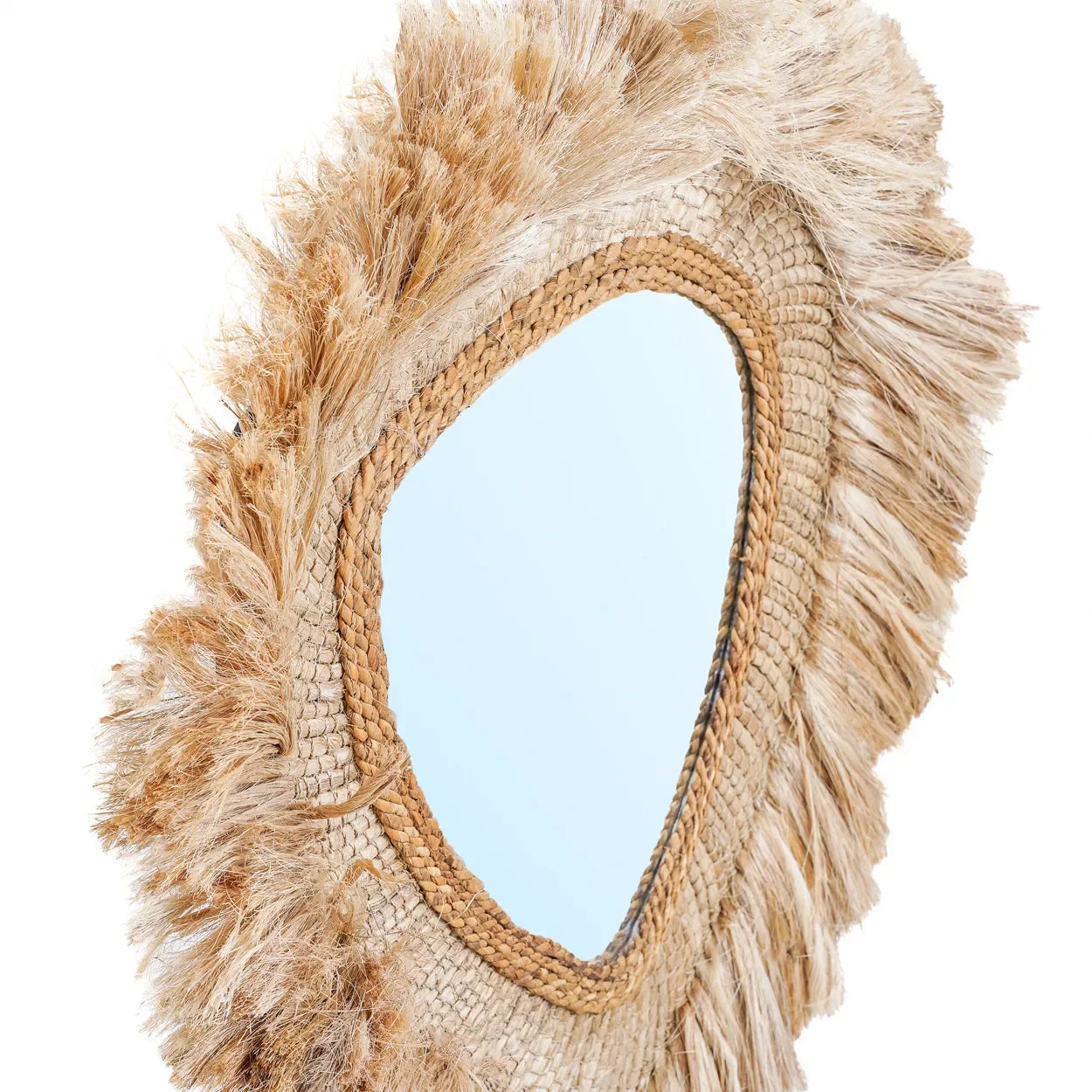 Miroir asymétrique en abaca naturel 80 cm – Modèle La Contessa