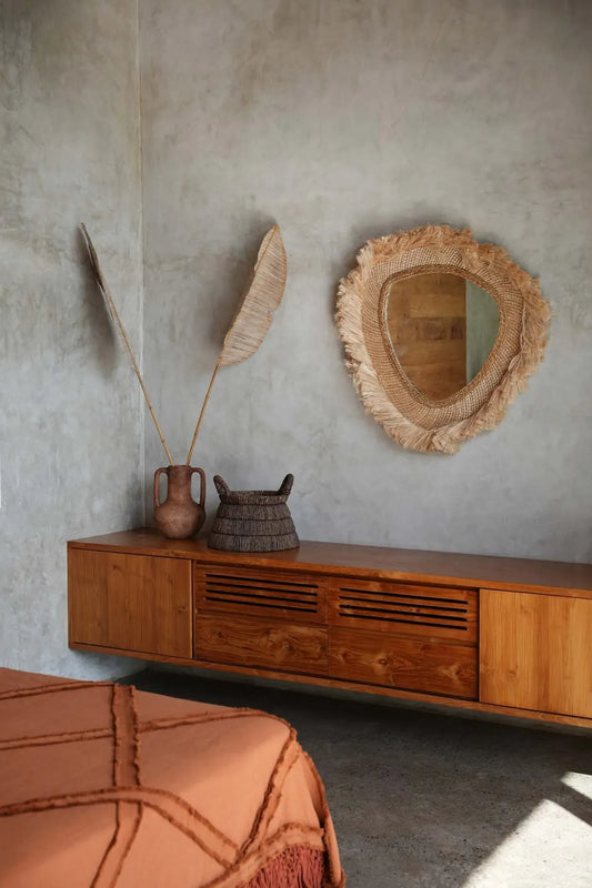 Miroir asymétrique en abaca naturel 80 cm – Modèle La Contessa