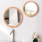 Miroir Bois Rond Salle De Bain en situation (beige)