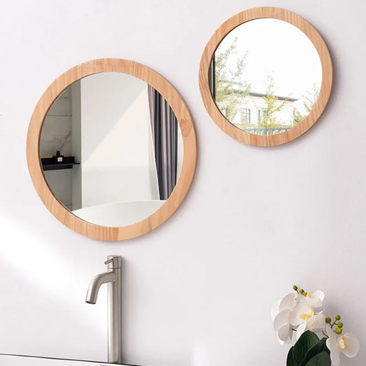 Miroir Bois Rond Salle De Bain en situation (beige)