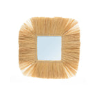 Miroir carré avec frange en raffia pour une décoration naturelle et élégante
