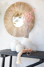 Miroir en herbe Alang Alang rond 50 cm