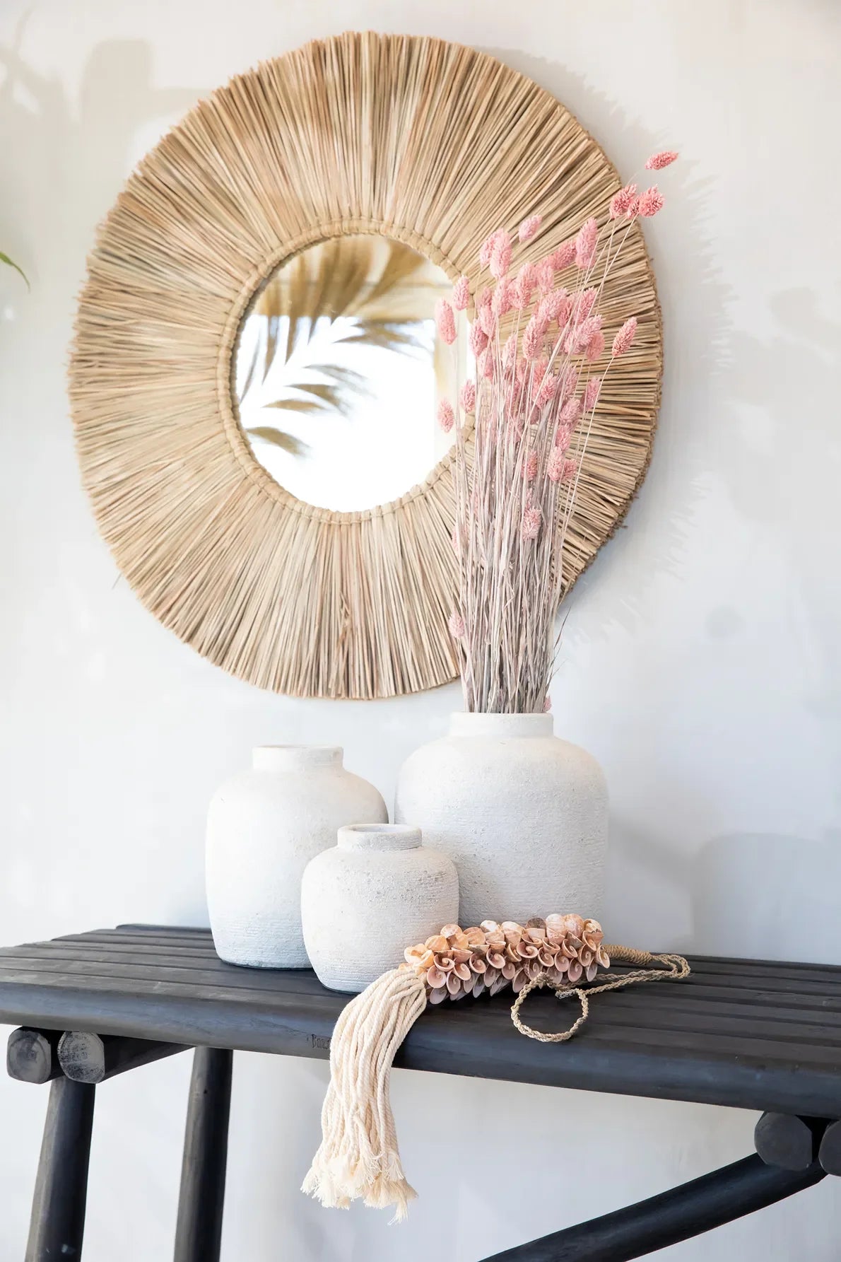 Miroir en herbe Alang Alang rond 50 cm