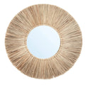 Miroir rond 50 cm en herbe Alang Alang avec cadre en raffia naturel en design soleil
