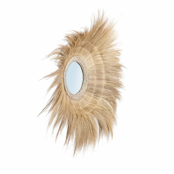 Miroir en herbe séchée naturel 90 cm forme profonde