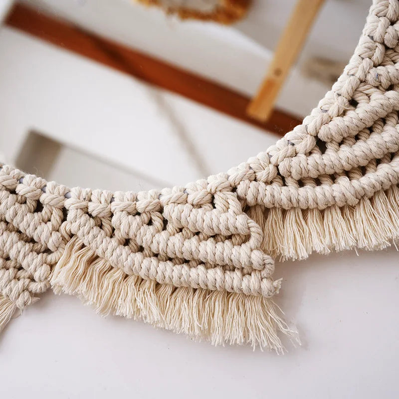 miroir macramé design gros plan