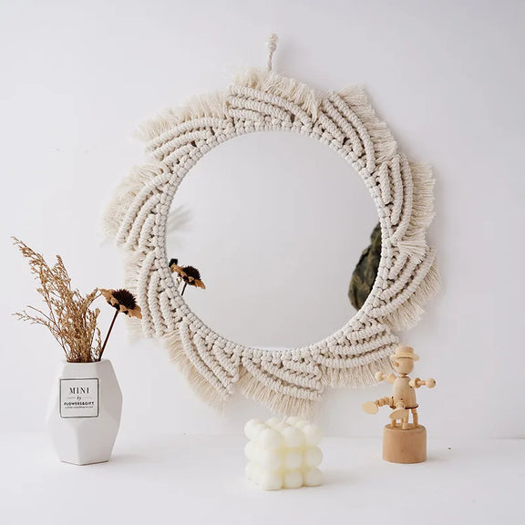 miroir macramé design en situation