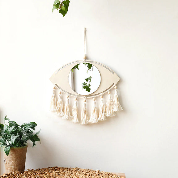 Miroir macramé œil 1