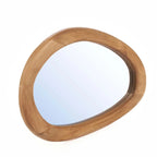 Miroir mural asymétrique en bois de teck naturel – 40x60 cm