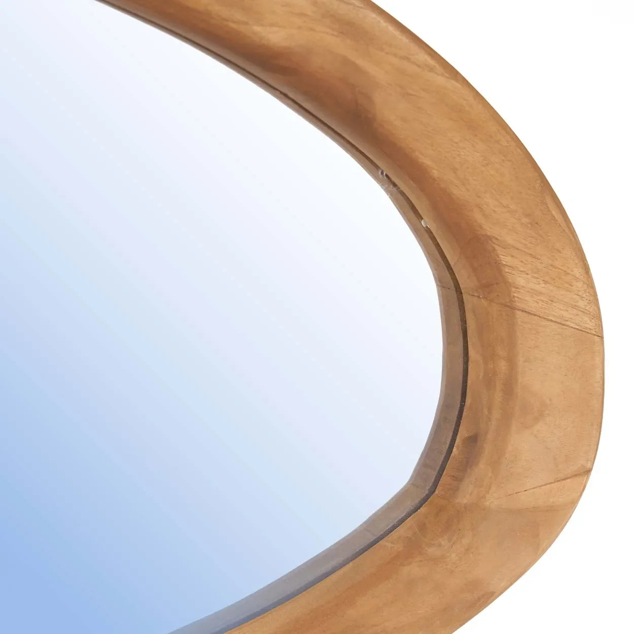 Miroir mural asymétrique en bois de teck naturel avec cadre courbé, 40x60 cm