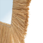 Miroir mural carré avec cadre en fibres naturelles et frange en paille 48x48 cm