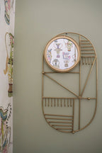 Organisateur de bijoux en métal doré avec miroir rond, H51 cm