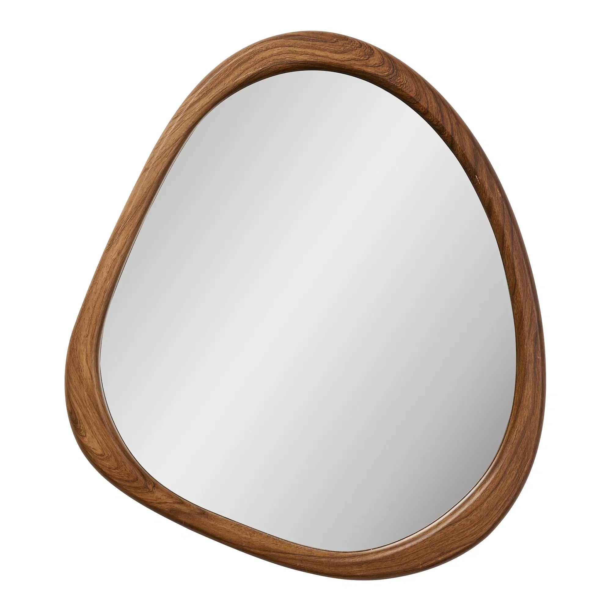 Miroir mural en forme organique avec cadre en bois naturel et forme irrégulière