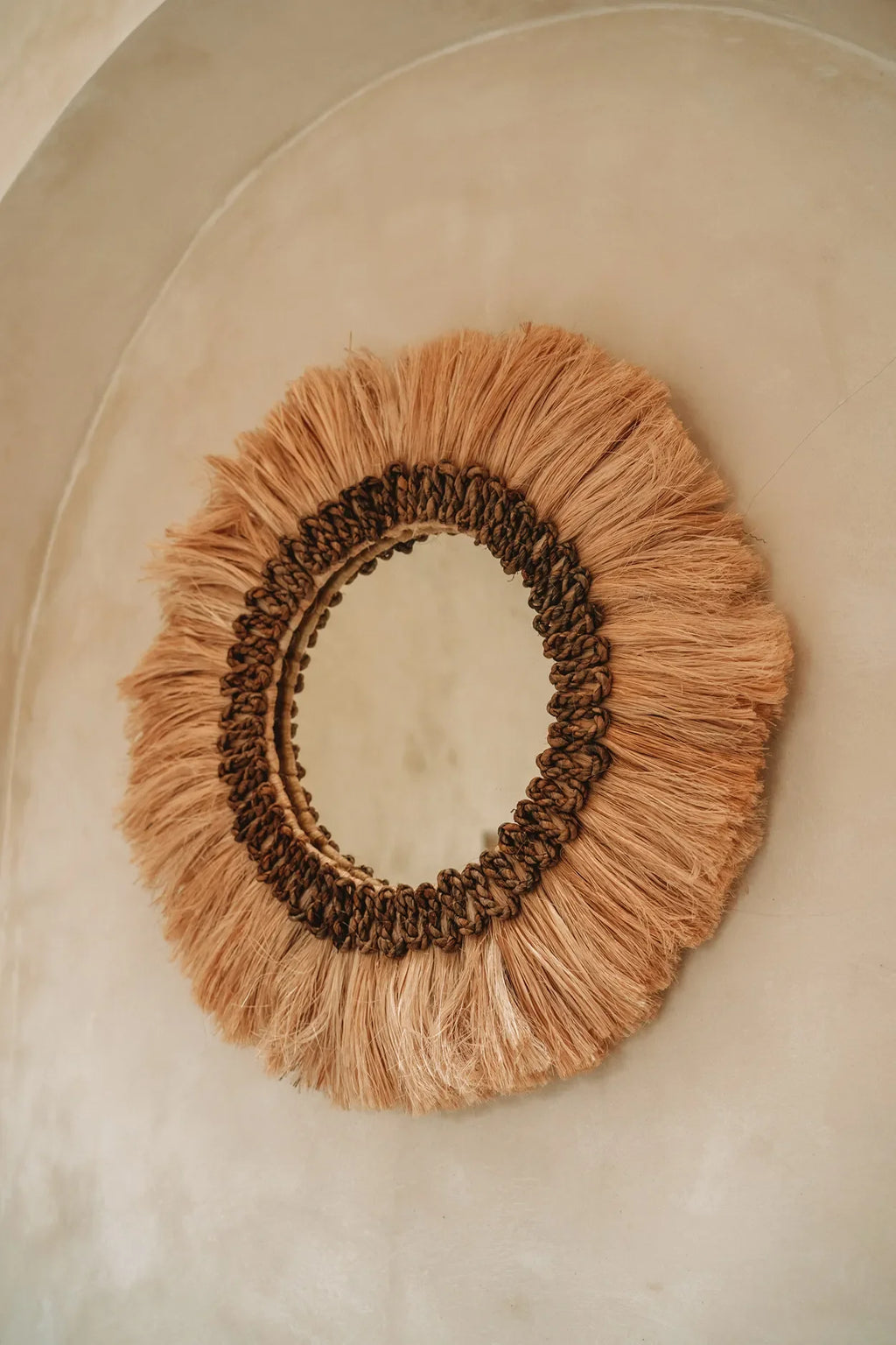 Miroir mural en herbe naturelle ronde 60 cm