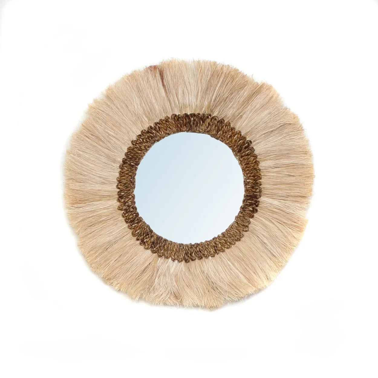 Miroir mural en herbe naturelle ronde 60 cm