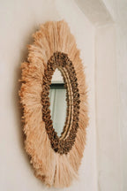 Miroir mural en herbe naturelle ronde 60 cm