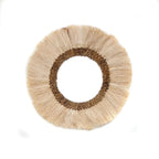 Miroir mural rond de 60 cm avec cadre en paille tissée naturelle et frange