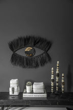 Miroir mural en herbe noire 100x60 cm forme œil