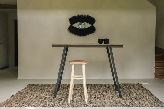 Miroir mural en herbe noire 100x60 cm forme œil