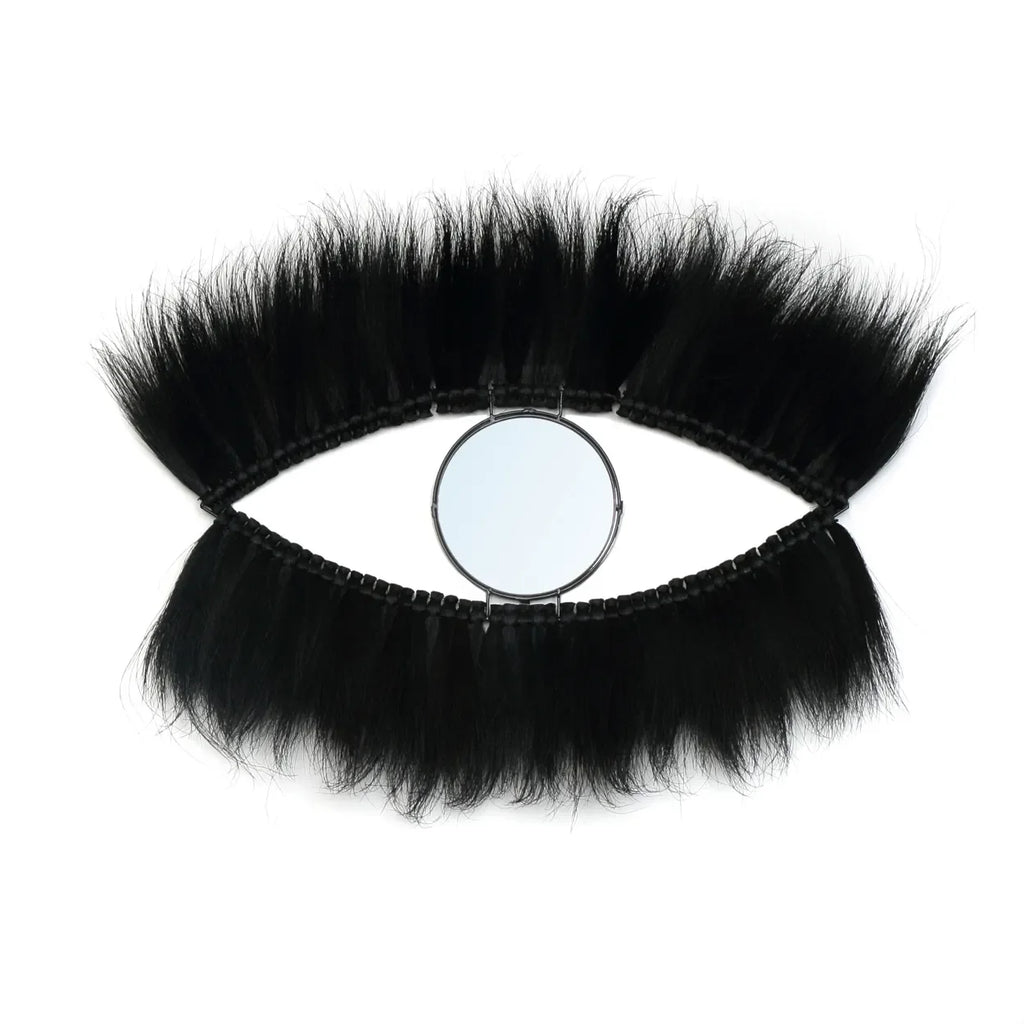 Miroir mural en herbe noire 100x60 cm forme œil