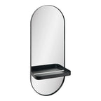 Miroir mural noir en métal avec étagère intégrée, design moderne 25x12 cm