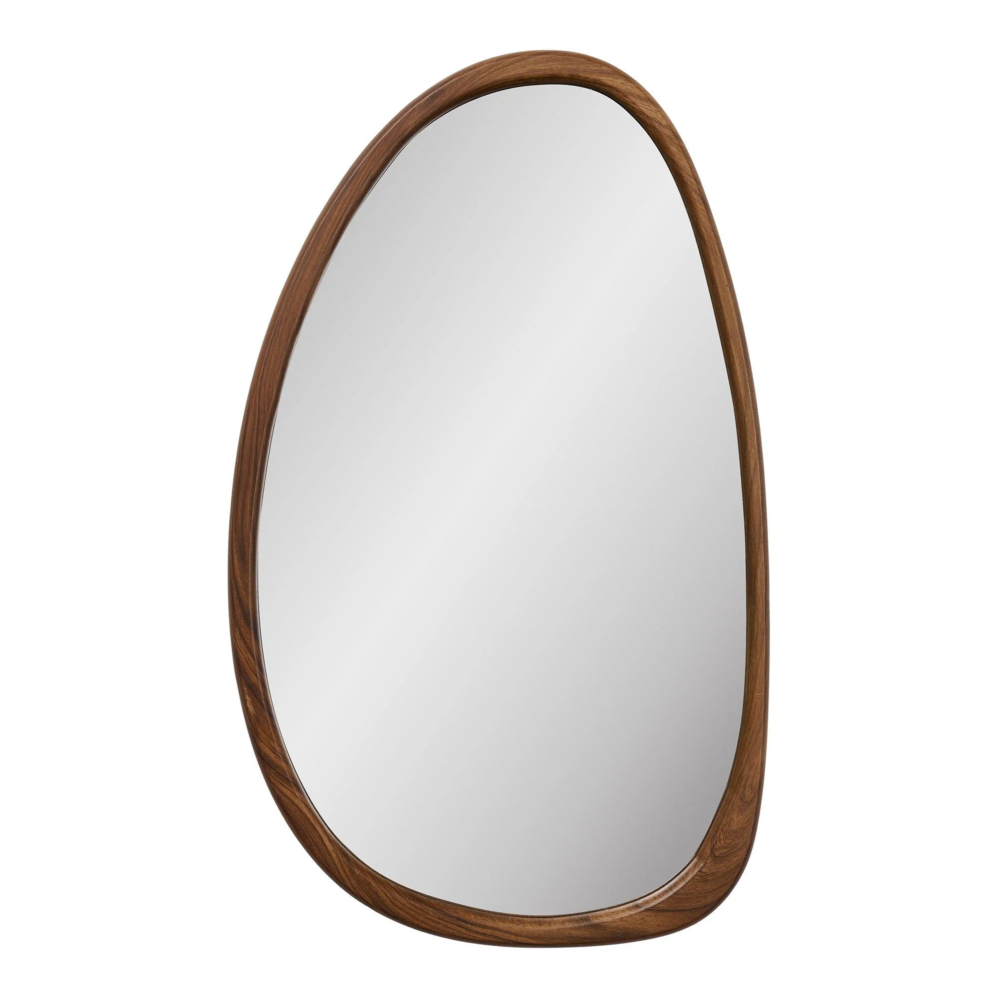Miroir mural organique en bois foncé avec forme libre, 38,5x64,5 cm