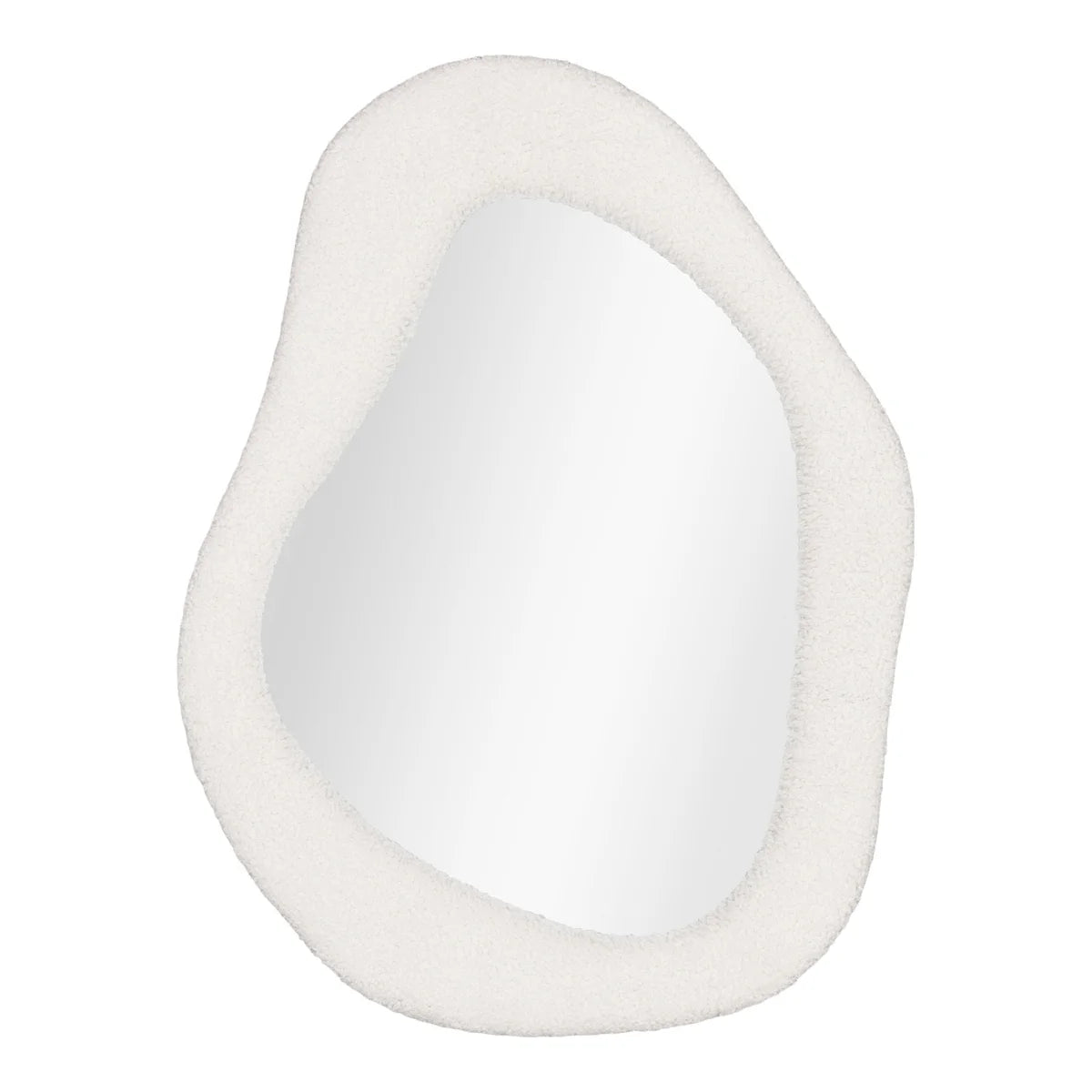 Coussin en plush blanc en forme d’avocat pour le miroir mural organique en verre