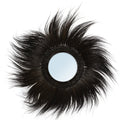 Miroir mural rond noir avec plumes, modèle Simba, 100 cm, décoration moderne