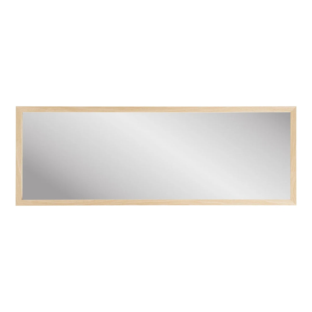 Miroir mural rectangulaire en bois clair naturel 45x110 cm