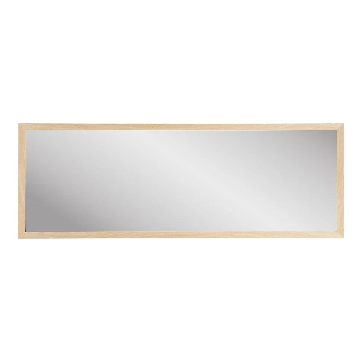 Miroir mural rectangulaire en bois clair naturel 45x110 cm