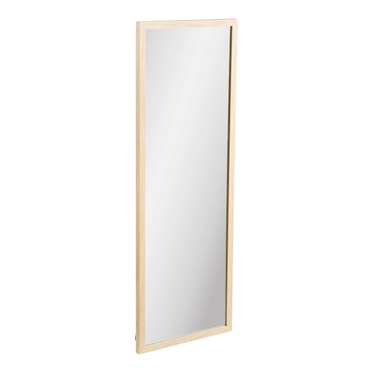 Miroir mural rectangulaire en bois clair naturel 45x110 cm