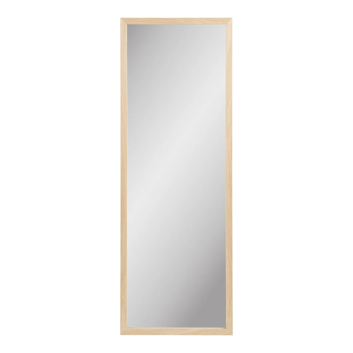 Miroir mural rectangulaire en bois clair naturel 45x110 cm avec cadre en bois léger