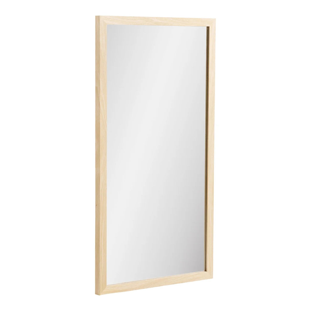 Miroir mural rectangulaire en bois clair naturel 45x75 cm avec cadre en bois léger