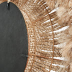 Miroir mural rond en abaca tressé bordure frangée naturel – Ø25 cm