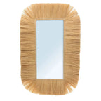 Miroir mural rectangle avec cadre en fibres naturelles à franges, diamètre 62 cm