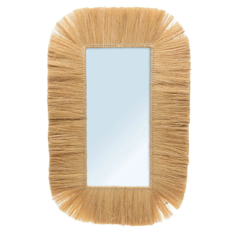 Miroir mural rond en fibres naturelles coloris naturel – Ø62 cm