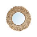 Miroir mural rond en fibres naturelles tressées couleur naturelle – Ø60 cm