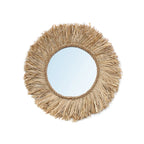 Miroir mural rond en fibres naturelles tressées couleur naturelle – Ø60 cm